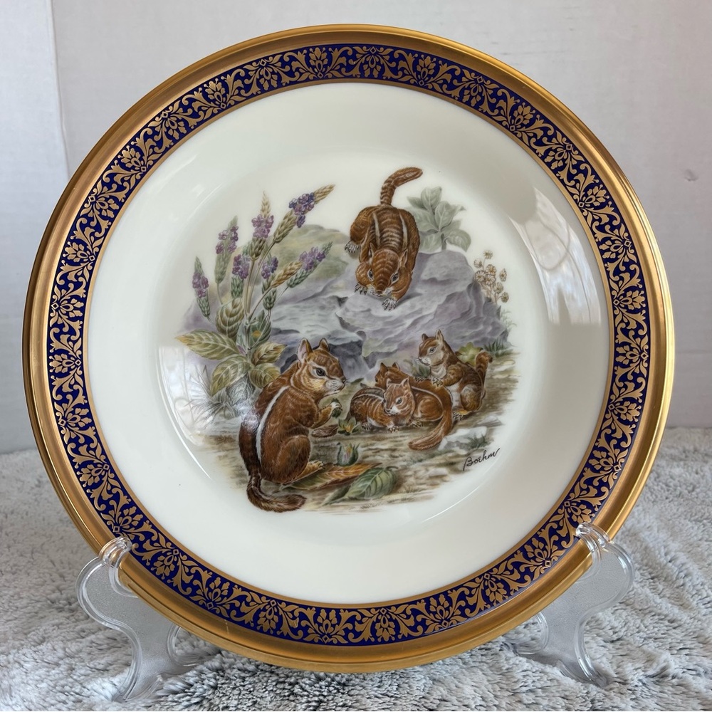 Vintage Plate Lenox Woodland Wildlife Eastern Chipmunk Made In USA